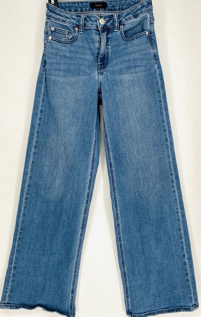 Quince Women's Bella Stretch Wide Leg Jeans Frosted Blue Size 24 X 30